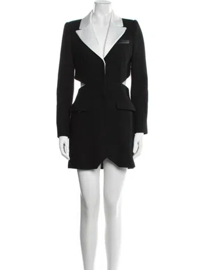 Pre-owned Self-portrait Wool Mini Dress In Black