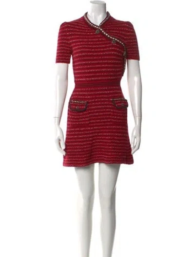 Pre-owned Self-portrait Wool Mini Dress In Red