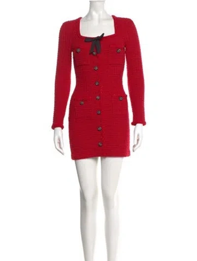 Pre-owned Self-portrait Wool Mini Dress In Red