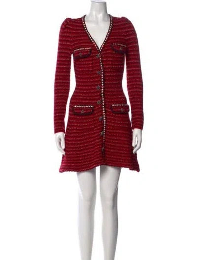Pre-owned Self-portrait Wool Mini Dress In Red