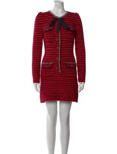Pre-owned Self-portrait Wool Mini Dress In Red