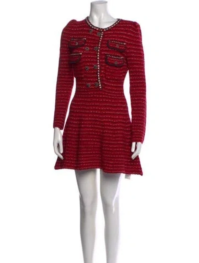 Pre-owned Self-portrait Wool Mini Dress In Red