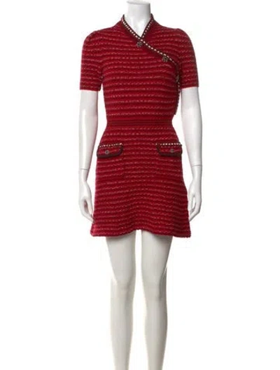Pre-owned Self-portrait Wool Mini Dress In Red