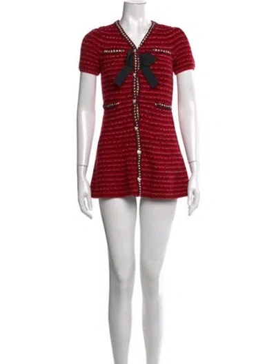 Pre-owned Self-portrait Wool Mini Dress In Red