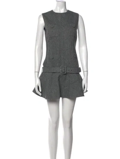Pre-owned Self-portrait Wool Mini Dress W/ Tags In Grey