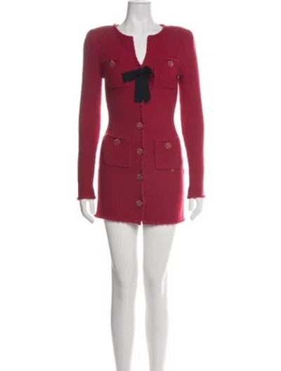 Pre-owned Self-portrait Wool Mini Dress W/ Tags In Red
