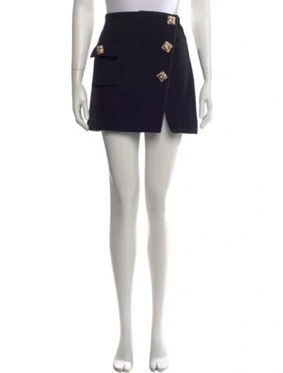 Pre-owned Self-portrait Wool Mini Skirt In Black