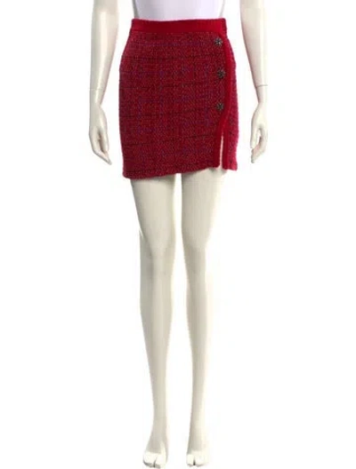 Pre-owned Self-portrait Wool Mini Skirt In Red