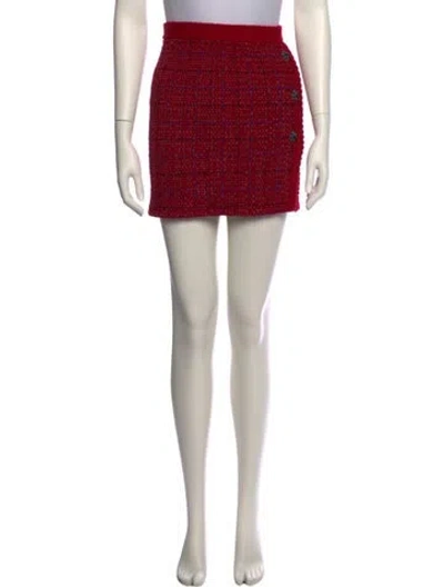 Pre-owned Self-portrait Wool Mini Skirt W/ Tags In Red