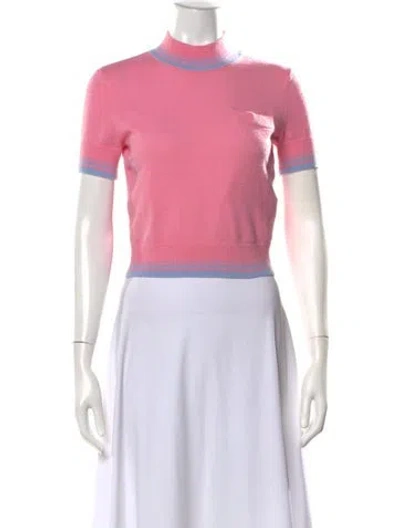 Pre-owned Self-portrait Wool Mock Neck Sweater In Pink