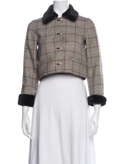Pre-owned Self-portrait Wool Plaid Print Jacket W/ Tags In Multicolor