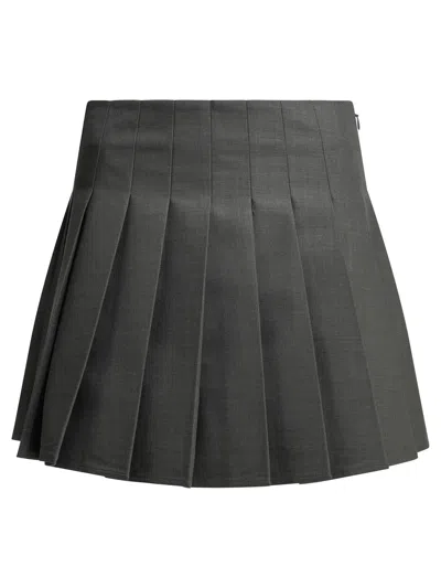 Self-portrait Wool Pleated Mini Skirt In Gray