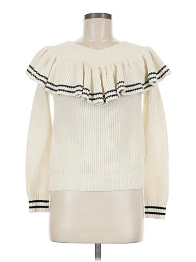 Pre-owned Self-portrait Wool Pullover Sweater In White