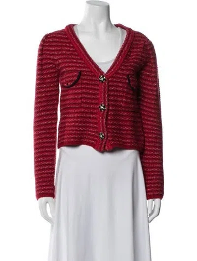 Pre-owned Self-portrait Wool Striped Jacket In Red