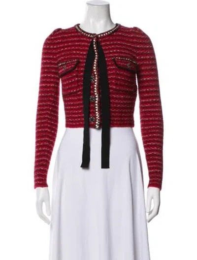 Pre-owned Self-portrait Wool Striped Jacket In Red