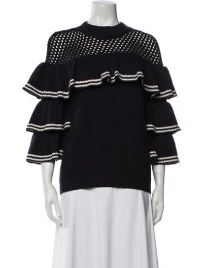 Pre-owned Self-portrait Wool Striped Sweater In Blue