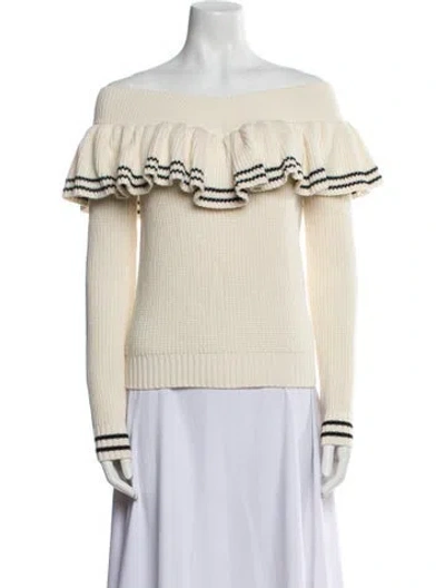 Pre-owned Self-portrait Wool Striped Sweater In Neutral