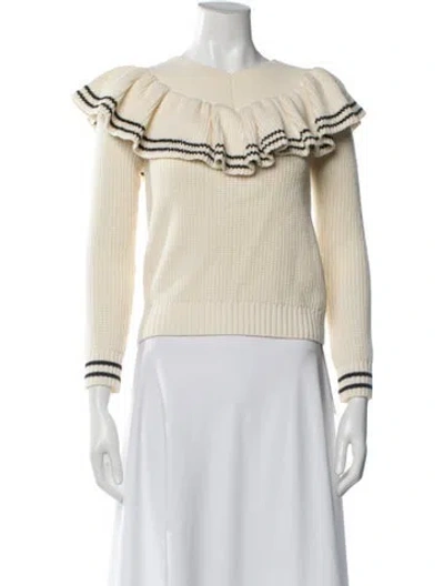 Pre-owned Self-portrait Wool Striped Sweater In Neutral