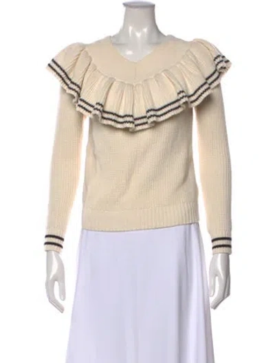 Pre-owned Self-portrait Wool Striped Sweater In Neutral