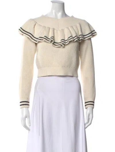 Pre-owned Self-portrait Wool Striped Sweater In Neutrals