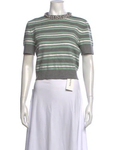 Pre-owned Self-portrait Wool Striped Top W/ Tags In Grey