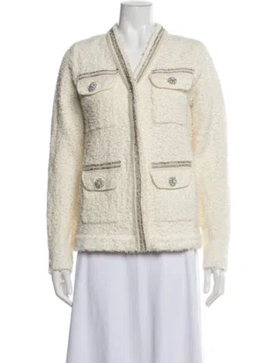 Pre-owned Self-portrait Wool Tweed Pattern Jacket In Neutrals