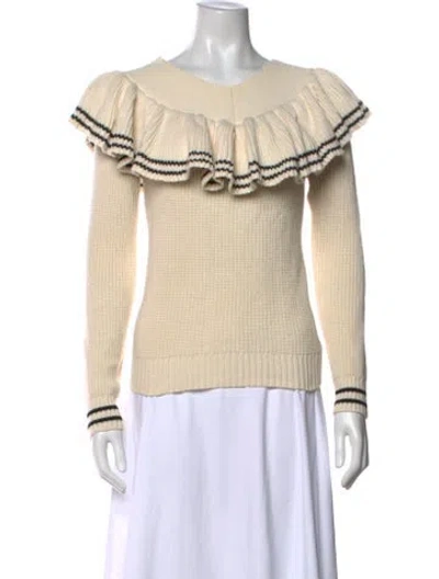 Pre-owned Self-portrait Wool V-neck Sweater In Neutrals