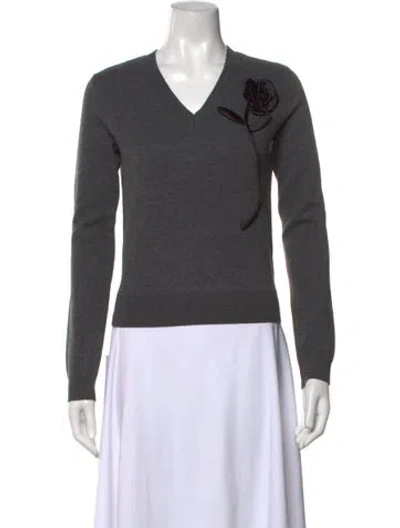 Pre-owned Self-portrait Wool V-neck Sweater W/ Tags In Gray