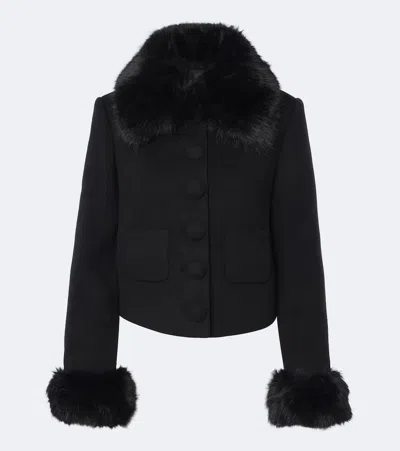 Self-portrait Wool-blend Jacket In Black