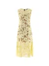 Self-portrait Midi Dress Yellow Crochet Lace With Yellow Cotton Lace For Women In Yellow