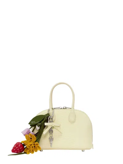 Self-portrait Yellow Mini Bag With Shoulder Strap And Charms In Neutral