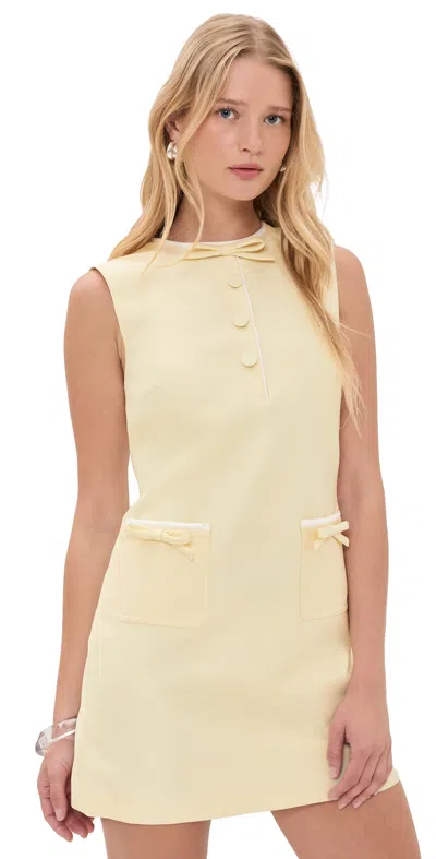 Self-portrait Taffeta Bow Sleeveless Mini Dress Pockets In Yellow