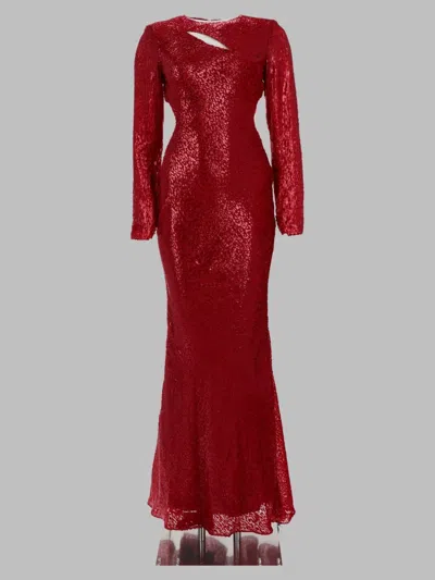 Self-portrait -inspired Lurex Silk Mini Dress In Burgundy
