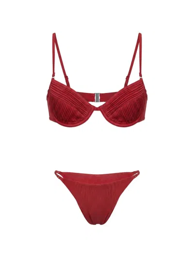 Selia Richwood Amy Pleated Shirred Bikini In Animal Print