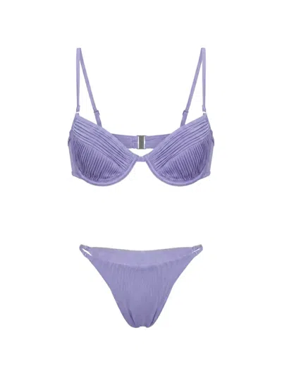 Selia Richwood Amy Pleated Shirred Bikini In Purple