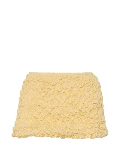 Selia Richwood Lia Shirred Mini Beach Skirt In Yellow