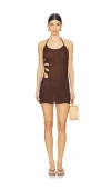 Selia Richwood Lily Cut-out Halter Mini Dress In Chocolate