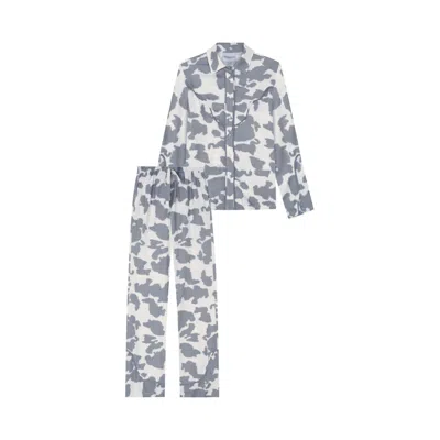 Seliarichwood Women's Grey Texas Cow Long Pajama Set