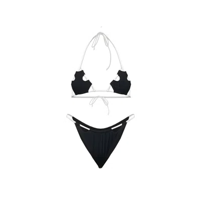 Seliarichwood Women's Kiara Black And White Cut-out Triangle Bikini