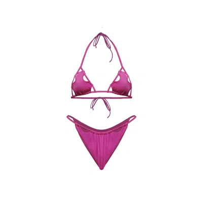 Seliarichwood Women's Pink / Purple Kiara Pink Cut-out Triangle Bikini In Pink/purple