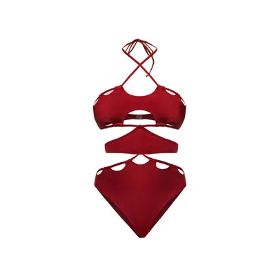 Seliarichwood Women's Red Eudora Maroon Cut-out Swimsuit