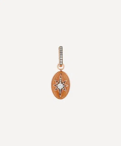 Selim Mouzannar 18ct Rose Gold Aida Orange Enamel And Diamond Hoop Earring