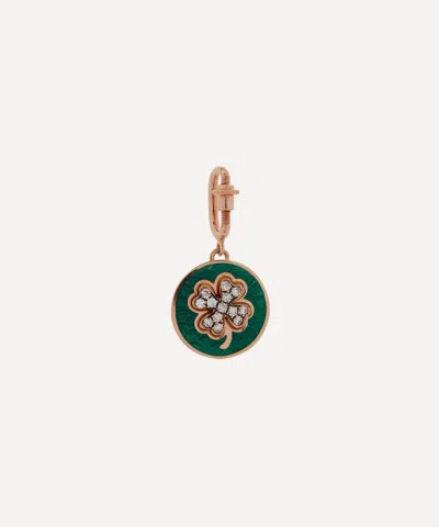 Selim Mouzannar 18ct Rose Gold Green Clover And Diamond Charm