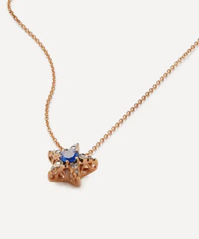Selim Mouzannar 18ct Rose Gold Istanbul Tsavorite And Diamond Star Pendant Necklace