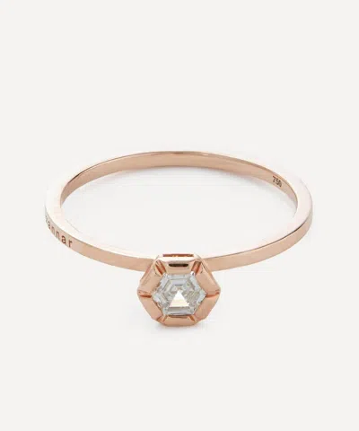 Selim Mouzannar 18ct Rose Gold Rose De France Hexagon Diamond Ring