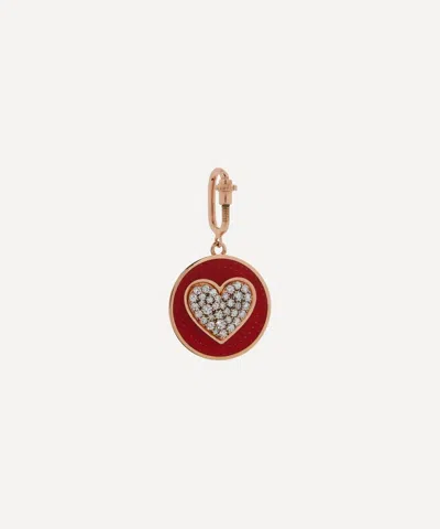 Selim Mouzannar 18ct Rose Gold Rusty Red Heart And Diamond Charm