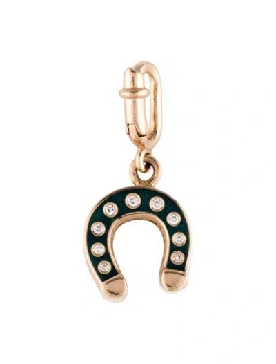 Pre-owned Selim Mouzannar 18k Diamond & Enamel Fortune Charm, 1" In Multicolor