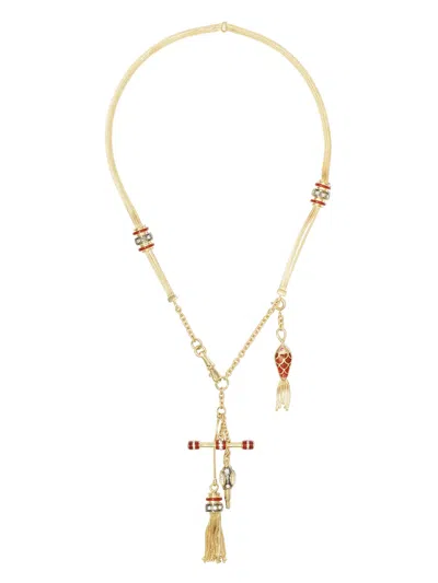 Selim Mouzannar 18kt Rose Gold Diamond Ruby Katak Necklace In Yellow Gold