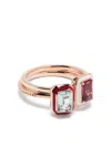 Selim Mouzannar 18kt Rose Gold Mina Tourmaline And Rhodolite Ring Set In Pink