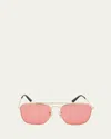 Selima Optique Lorenza Square Metal Sunglasses In Gold/red Lens
